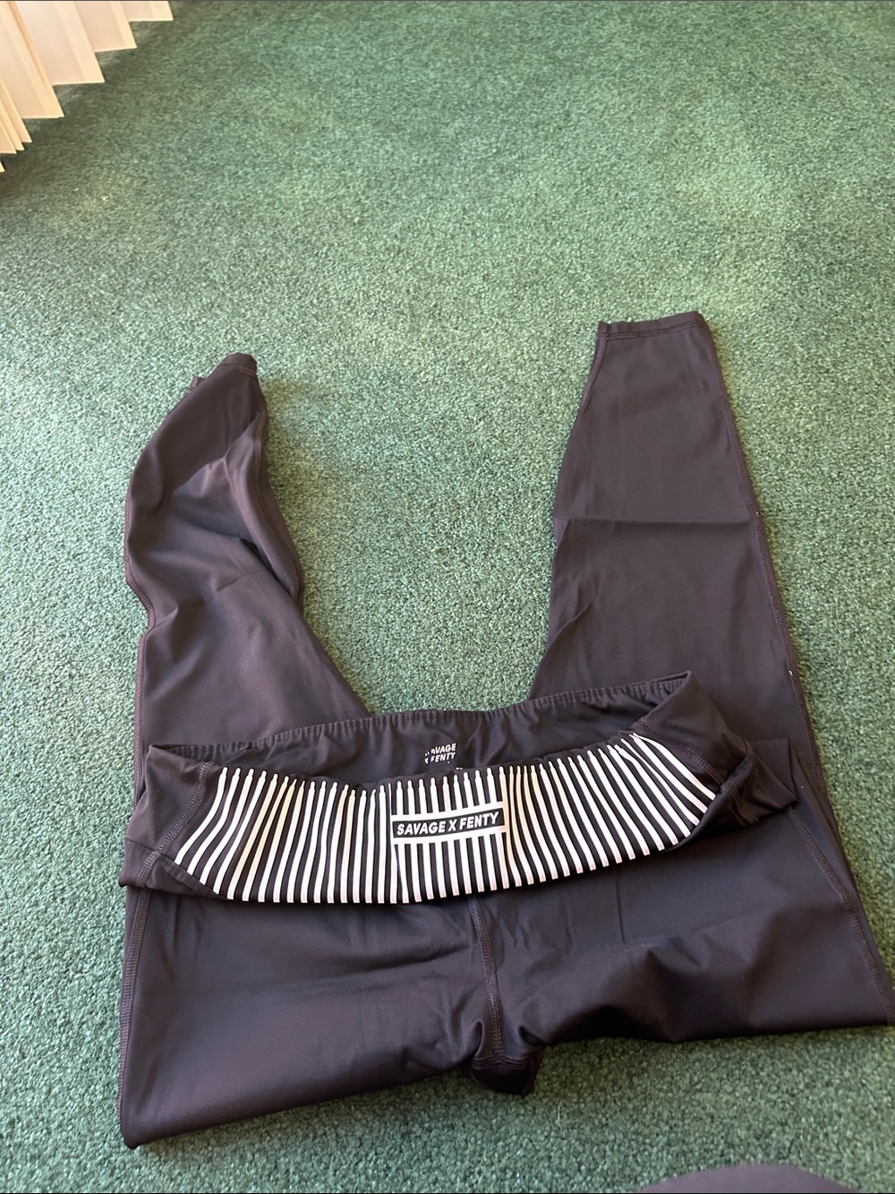 Savage X Fenty Black Leggings with Striped Branded Waistband
